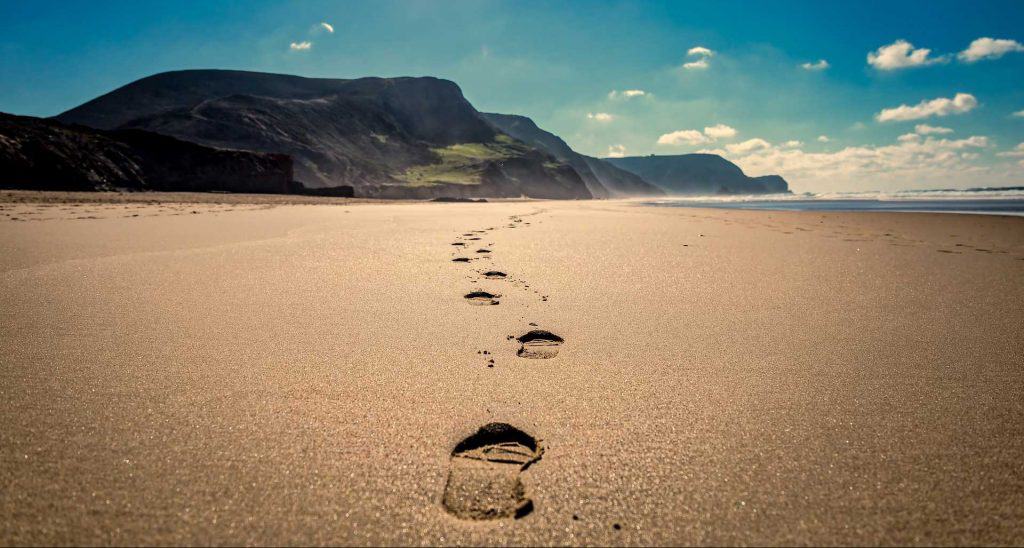 Beach with footprints