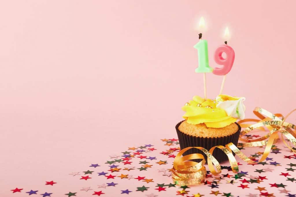 cupcake with number 19 on candles