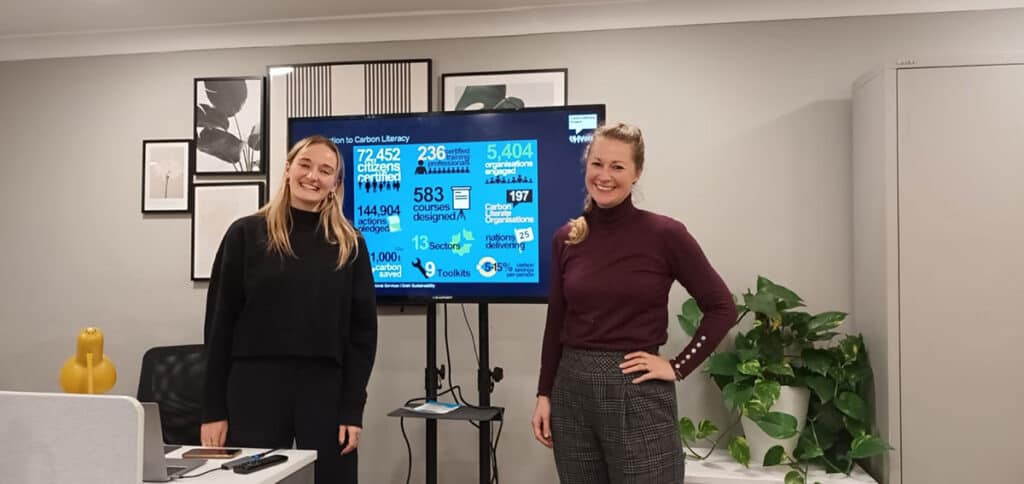 Two Grain Sustainability consultants delivering carbon literacy training