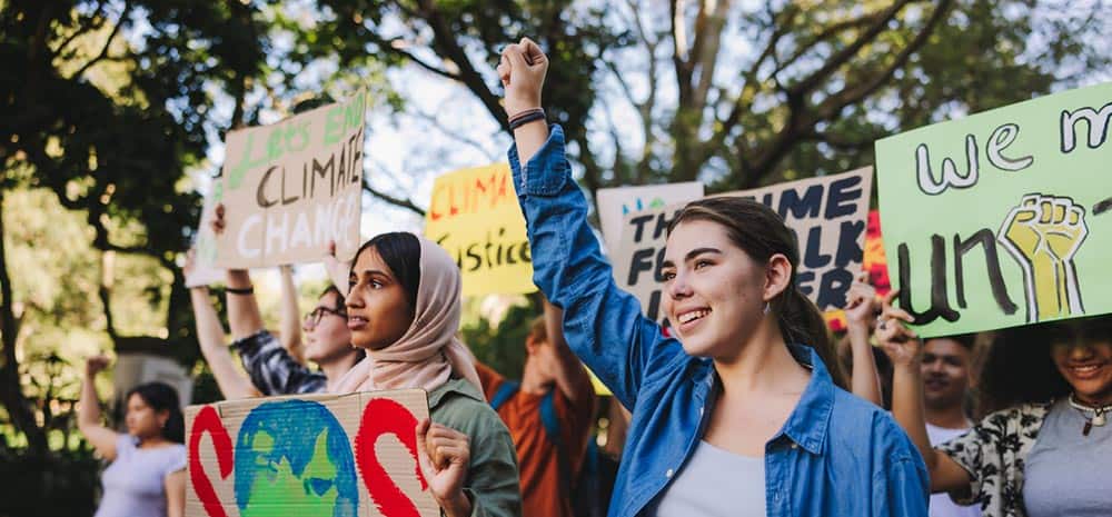Young women at a climate protest